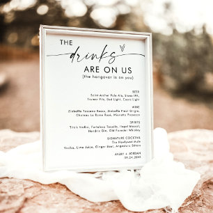 Minimalist Wedding Open Bar Sign   Modern Bar Sign