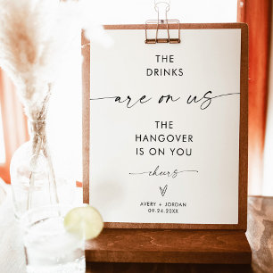 Minimalist Wedding Open Bar Sign   Modern Bar Sign