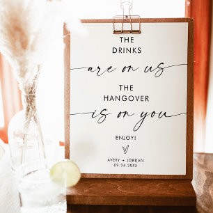 Minimalist Wedding Open Bar Sign, Modern Bar Sign