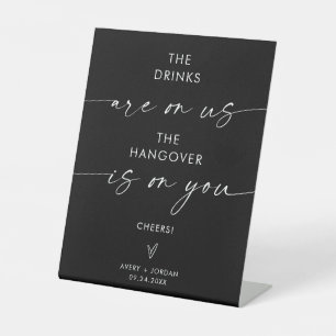 Minimalist Wedding Open Bar Sign   Modern Bar Sign