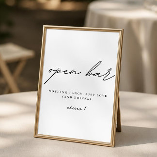 Minimalist Wedding Open Bar Sign Poster