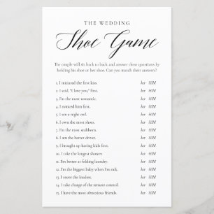Minimalist Wedding or Couples Shower Game Card
