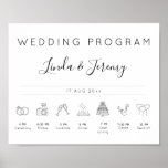 Minimalist Wedding Order of Events Timeline Sign<br><div class="desc">Elegant black and white Wedding program timeline sign features wedding icons and modern typography. This ceremony program sign is fully customizable,  so you can change icons size and order,  all text,   colors and background to better match your wedding theme!</div>