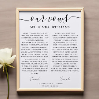 Minimalist Wedding Our Vows with Elegant Script Poster