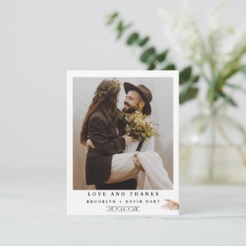 Minimalist Wedding Pampas Grass Thank You Card by figtreedesign at Zazzle