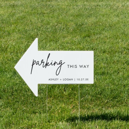 Minimalist Wedding Parking This Way Arrow Sign