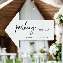 Minimalist Wedding Parking This Way Arrow Sign