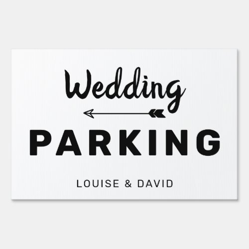 Minimalist Wedding Parking this way Yard Sign