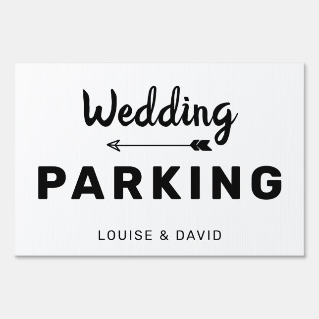 Minimalist Wedding Parking this way Yard Sign (Back)