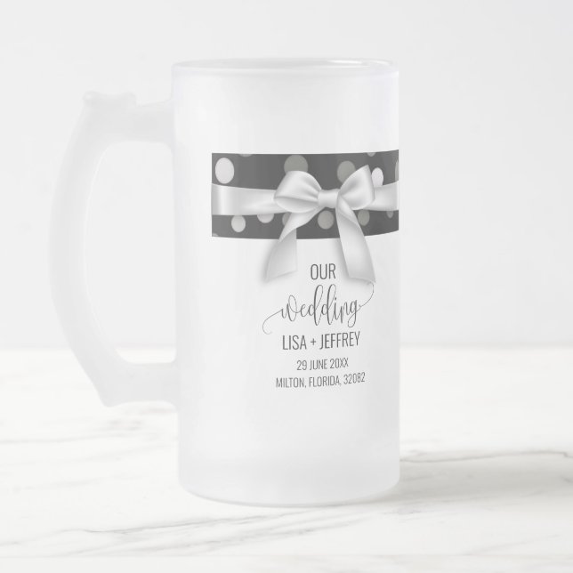 Minimalist Wedding Personalized Frosted Glass Mug (Left)