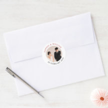 Minimalist Wedding Photo Favor Round Sticker