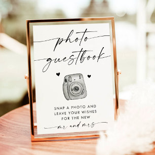 Minimalist Wedding Photo Guest Book Sign Invitation