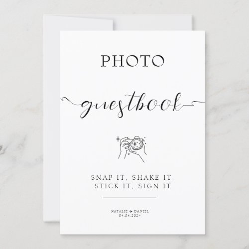 Minimalist Wedding Photo Guest Book Sign Thank You Card