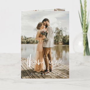 Minimalist Wedding Photo Handwritten Thank You  Card
