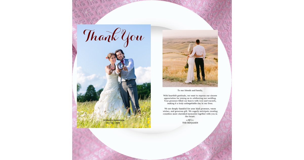 Minimalist Wedding Photo Modern Script Calligraphy Thank You Card | Zazzle
