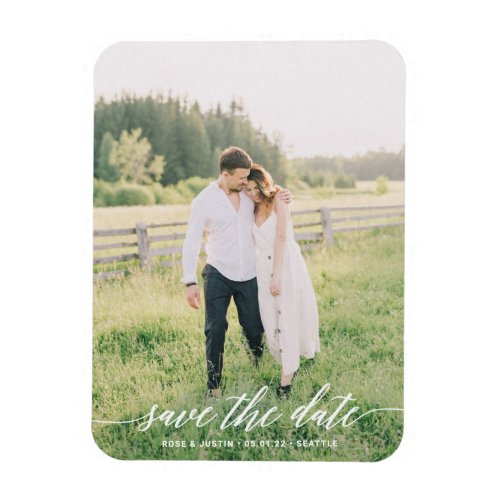 Minimalist Wedding Photo Save the Date Card Magnet