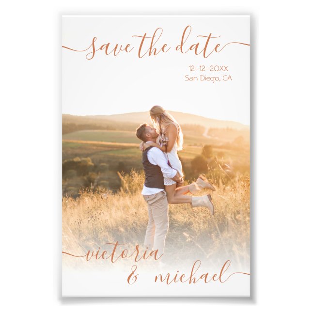 Minimalist Wedding Photo Save the date Print (Front)