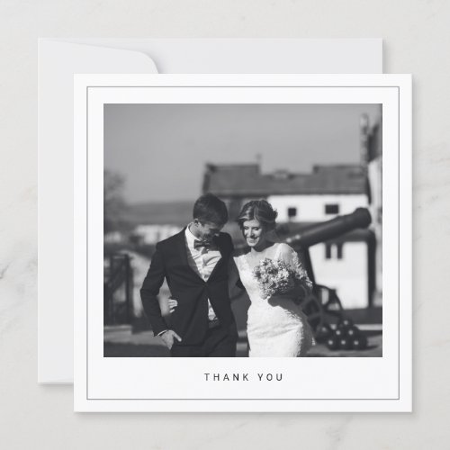 Minimalist Wedding Photo Square Thank You Card