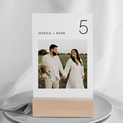 Minimalist Wedding Photo Table Number