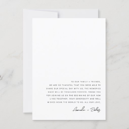 Minimalist Wedding Photo Thank You Card | Zazzle