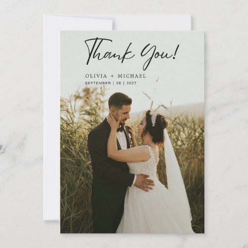 Minimalist Wedding Photo Thank You Card