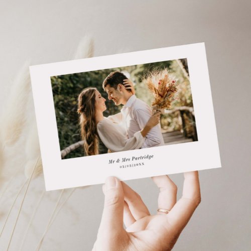 Minimalist Wedding Photo Thank You Card