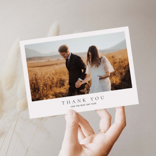 Minimalist Wedding Photo Thank You Card