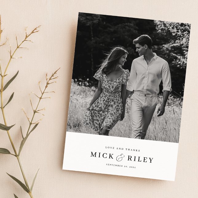 Minimalist Wedding Photo Thank You Card With Note (Creator Uploaded)