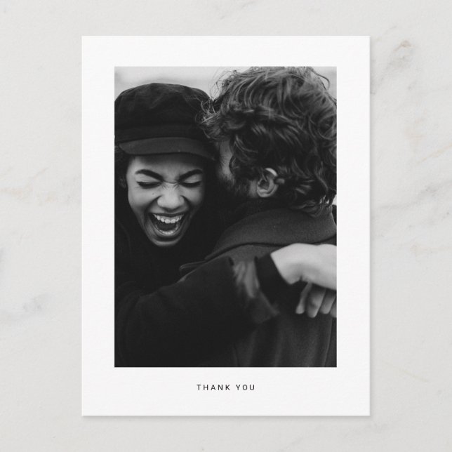 Minimalist Wedding Photo Thank you Postcard (Front)