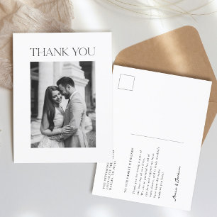 Minimalist Wedding Photo Thank You Postcard