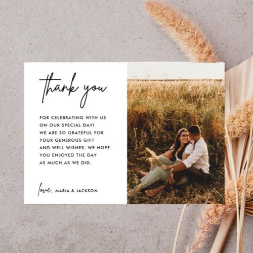 Minimalist Wedding Photo Thank You Postcard