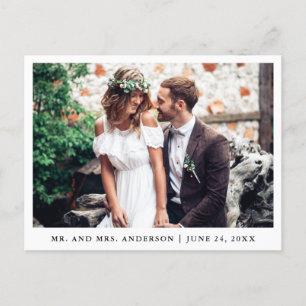 Minimalist Wedding Photo Thank You Wht Postcard