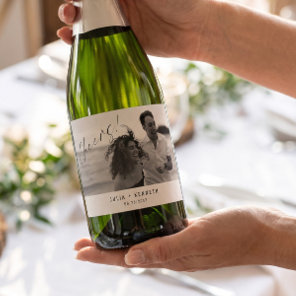 Minimalist Wedding Photograph Sparkling Wine Label
