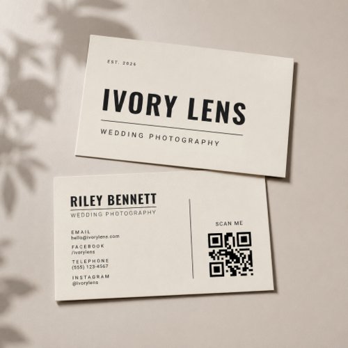 Minimalist Wedding Photography | Bone Business Card