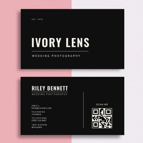 Minimalist Wedding Photography | Obsidian Black Business Card