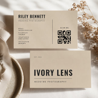 Minimalist Wedding Photography | Sandstone Beige Business Card