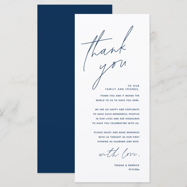 Minimalist Wedding Place Setting Thank You Card (Front/Back)