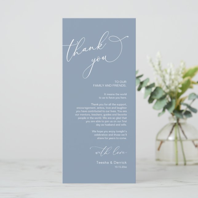 Minimalist Wedding Place Setting Thank You Card (Standing Front)