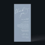 Minimalist Wedding Place Setting Thank You Card<br><div class="desc">This is the Modern romantic classy calligraphy, in dusty blue themed, Place Setting Thank You Cards. Share the love and show your appreciation to your guests, when they sit down at their seat and read this personalised charming thank you place setting card. It's a wonderful way to kick off your...</div>