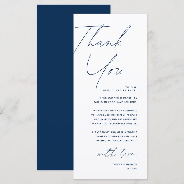 Minimalist Wedding Place Setting Thank You Card (Front/Back)