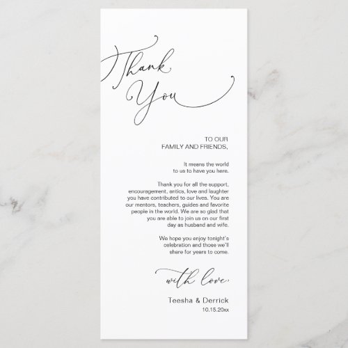 Minimalist Wedding Place Setting Thank You Card