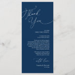 Minimalist Wedding Place Setting Thank You Card<br><div class="desc">This is the Modern romantic classy calligraphy, in Navy Blue design themed, Place Setting Thank You Cards. Share the love and show your appreciation to your guests, when they sit down at their seat and read this personalised charming thank you place setting card. It's a wonderful way to kick off...</div>