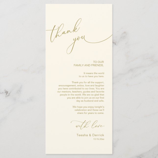 Minimalist Wedding Place Setting Thank You Card (Front)