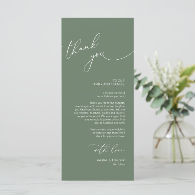 Minimalist Wedding Place Setting Thank You Card (Standing Front)