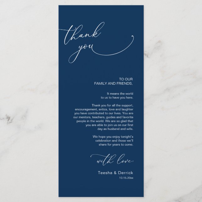Minimalist Wedding Place Setting Thank You Card (Front)