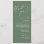 Minimalist Wedding Place Setting Thank You Card<br><div class="desc">This is the Modern romantic classy calligraphy, in sage green greenery themed, Place Setting Thank You Cards. Share the love and show your appreciation to your guests, when they sit down at their seat and read this personalised charming thank you place setting card. It's a wonderful way to kick off...</div>