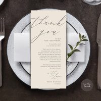 Minimalist Wedding Place Setting Thank You Card