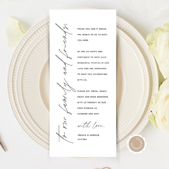 Minimalist Wedding Place Setting Thank You Card (Modern Minimalist Wedding Place Setting Thank You Card, Dinner Plate Decor, Online Editable)