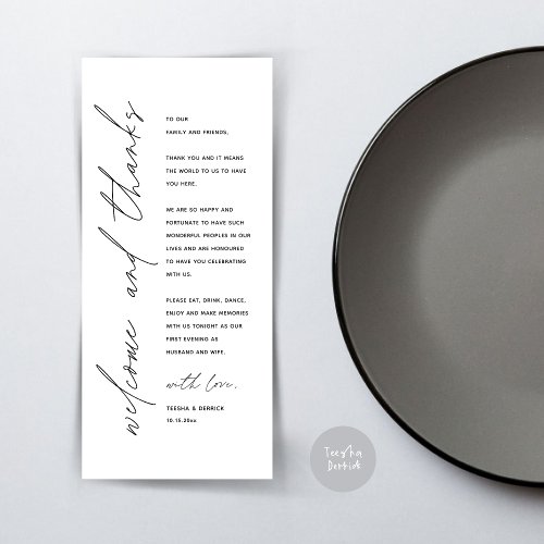 Minimalist Wedding Place Setting Thank You Card