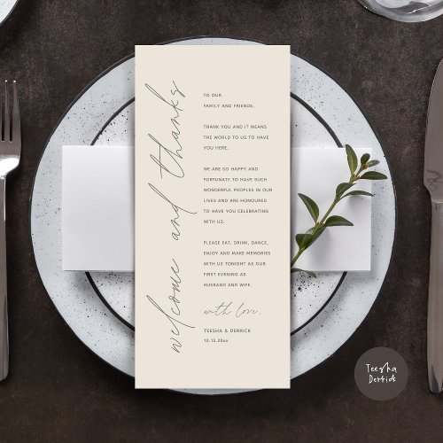 Minimalist Wedding Place Setting Thank You Card